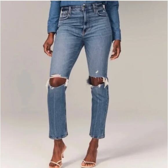 Abercrombie Fitch The Ankle Straight Ultra High Rise Curve Love Jeans - Picture 1 of 8